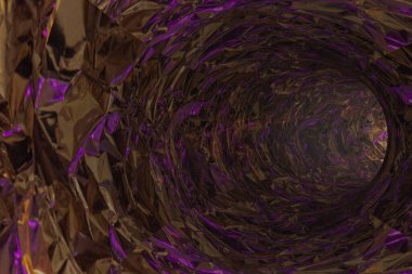 Altın duvarlı soyut tünel.