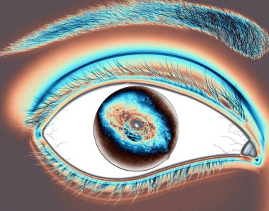 eye lens reflection with green glitter