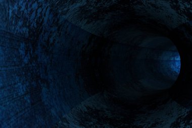 Soyut mavi tünel. 3d oluşturma.