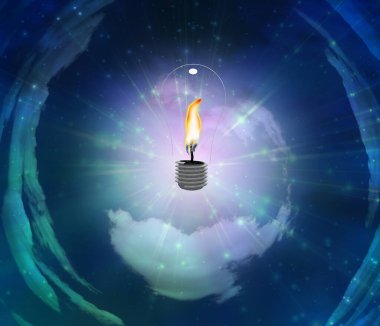 Koyu arkaplanda parlayan neon ışıkları olan bir ampul