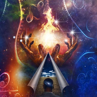 Tanrı 'nın elleri ateşi tutsun. Açık peçe altında yatan sırrı açığa çıkarıyor. Galaksi düşünceleri ve zaman sarmalı olan adam. Tanrı 'nın gücü.