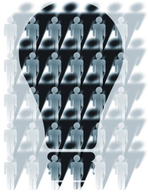 insan siluetleri ile parlak arkaplan 