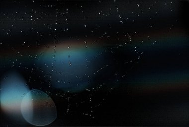 Örümcek ağı yağmur damlalarıyla görüntüyü kapat 