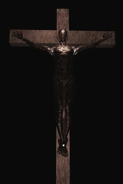 Jésus Christ Sur Fond Noir — Photo