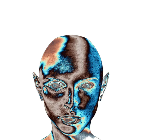 3Dレンダリングアート 人間の頭 未来的なコンピュータグラフィックス — ストック写真