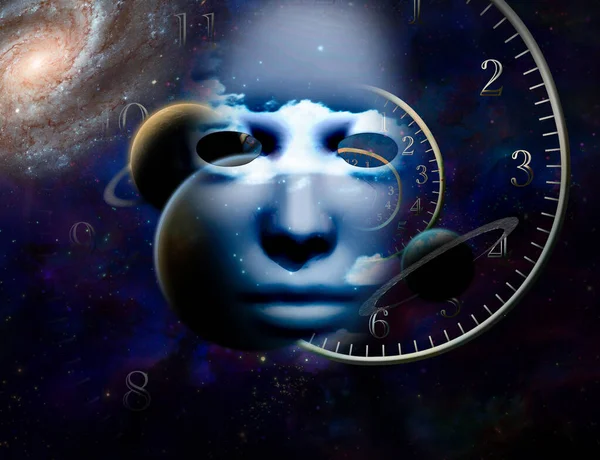 Esoteric Abstract Cosmic Background Human Face — Foto Stock