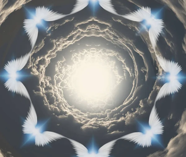 Абстрактный Фрактальный Фон Рисунком Черно Белых Облаков — стоковое фото