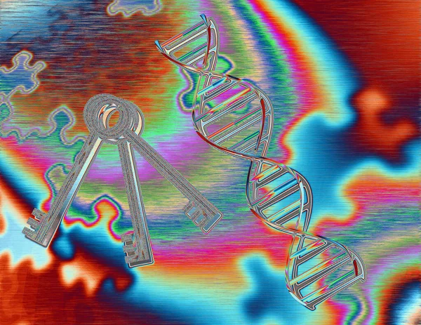 Dna Strand Keys Puzzle Pieces Rendering — Stock Photo, Image