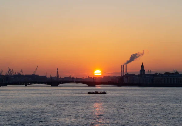 Panorama San Pietroburgo Tramonto Città Autunno Immagine Stock