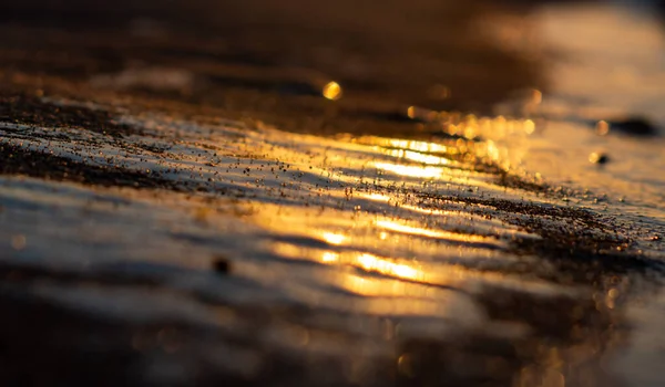 Rive Gelée Rivière Coucher Soleil Sable Glace — Photo