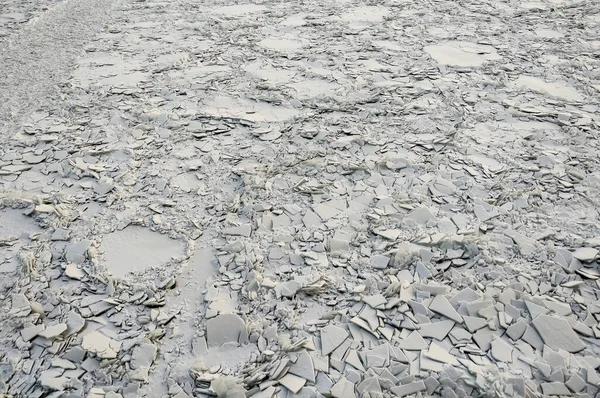 Die Textur Von Eis Und Schnee Ein Gefrorener Fluss Bei — Stockfoto