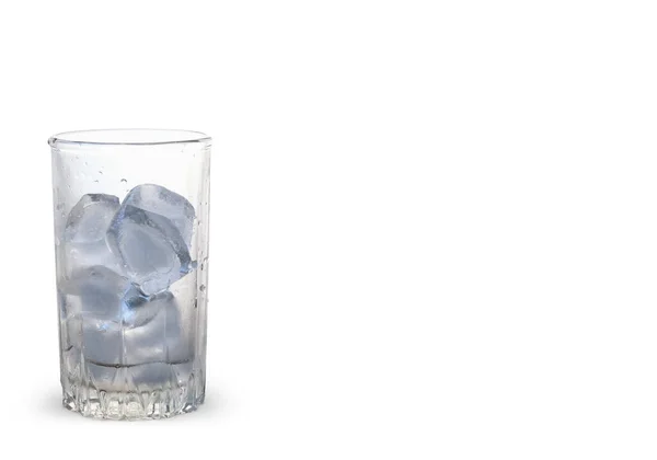 Склянка Льоду Білому Тлі Простір Копіювання — стокове фото