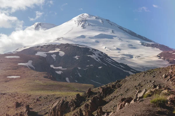 Chaîne Montagnes Caucase Perspective Montagne Neige Caucasienne Volcan Elbrus Vue — Photo