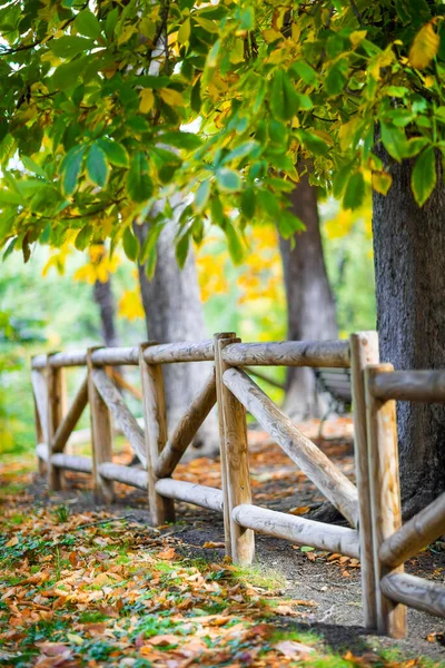 Decorative Wooden Fence Public Park Stock Photo