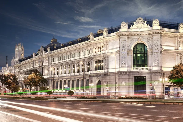 Madrid Espagne Août 2020 Banque Centrale Espagnole Heure Bleue Photographie — Photo