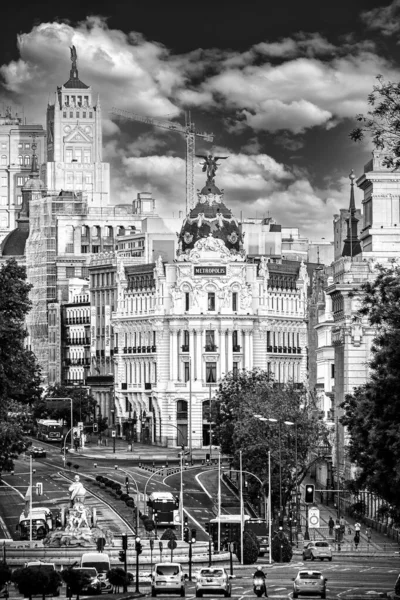 Madrid España Mayo 2020 Paisaje Urbano Vertical Las Calles Alcalá —  Fotos de Stock