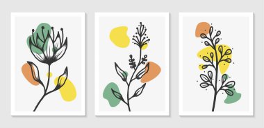 Soyut şekil minimalisti olan Botanik Duvar Tasarımı