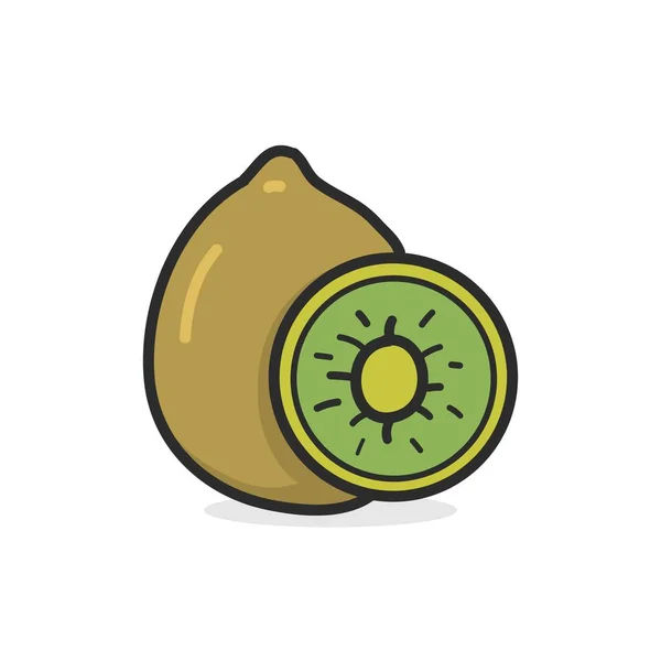 Kiwifruit Hand Drawn Illustration Flat Color — ストックベクタ