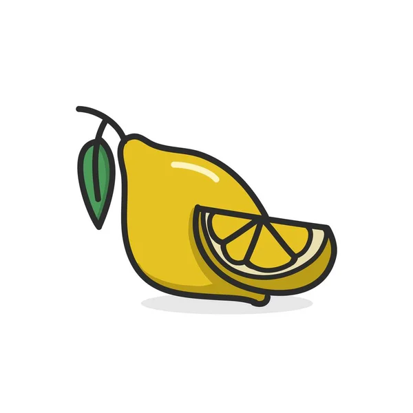 Lemon Mão Desenhada Ilustração Cor Plana — Vetor de Stock