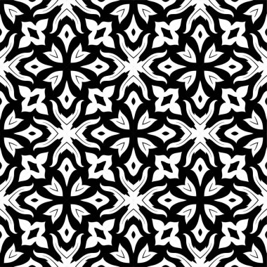 Siyah ve beyaz desenli süs arka planı. Etnik olmayan yazdırılmaya hazır