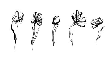 Bir çiçek kümesinin vektör illüstrasyonu