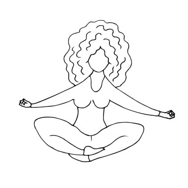 Yoga yapan kadın vektör çizimi yapıyor