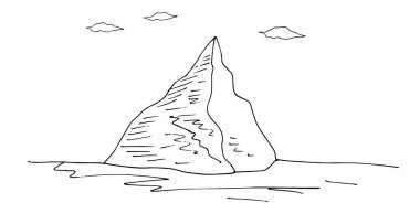 line drawing of a mountain, vector illustration
