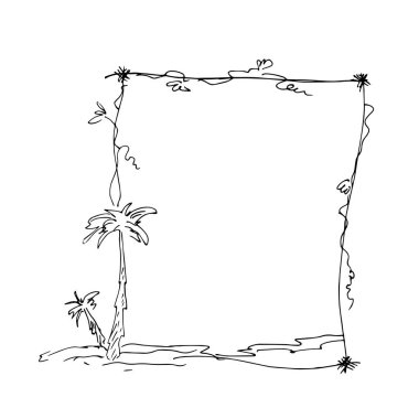 Çiçek çerçevesinin el çiziminin vektör çizimi