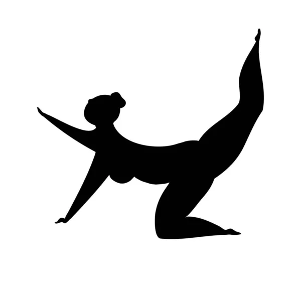 Silhouet Van Een Vrouw Die Yoga Oefeningen Doet — Stockvector