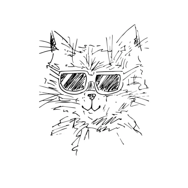 Gato Con Gafas Ilustración Vectorial — Vector de stock