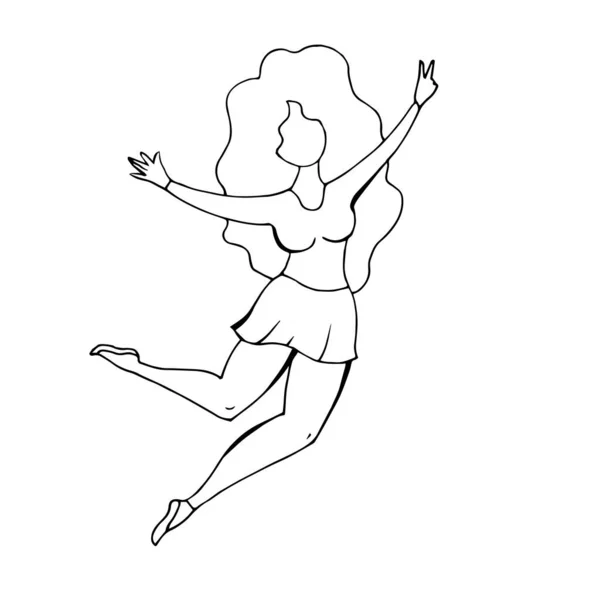 Silhouet Van Een Jonge Vrouw Die Lucht Danst Vectorillustratie — Stockvector