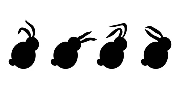 Illustrazione Vettoriale Bianco Nero Dei Conigli — Vettoriale Stock