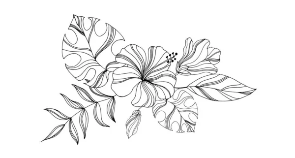 Vektor Illustration Vacker Tropiska Blommor — Stock vektor