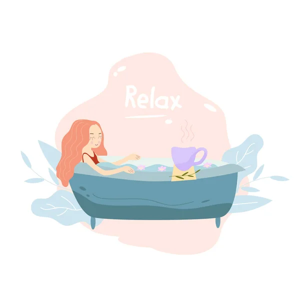 Girl Bath Vector Illustration — Stock Vector