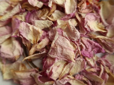 Kurumuş gül yaprakları, yakın plan.