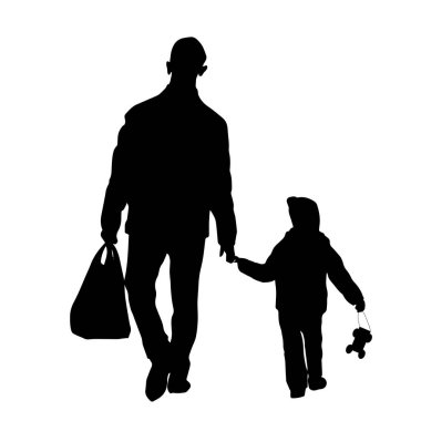 Beyaz arkaplanda bir ailenin vektör silueti