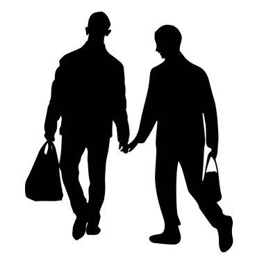 Beyaz arkaplandaki bir çiftin vektör silueti