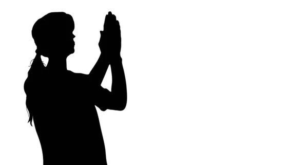 Silhouette Une Femme Prier — Image vectorielle