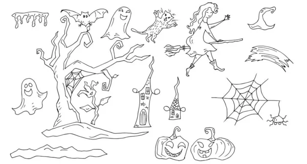 Halloween Conjunto Ilustração Vetorial — Vetor de Stock