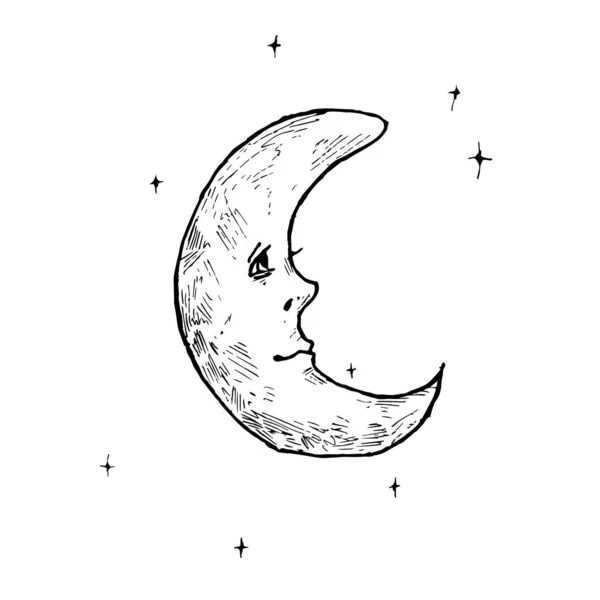 Moon Icon Night Sky Vector Illustration — Stock Vector