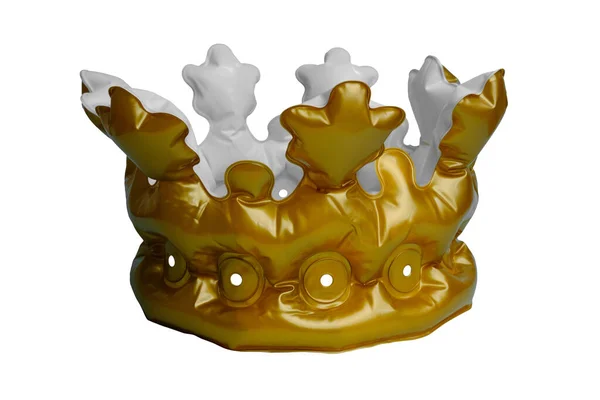 Inflatable Yellow Crown White Background — Stock Photo, Image