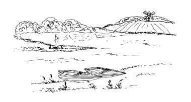 Sonbahar manzarasının vektör illüstrasyonu 