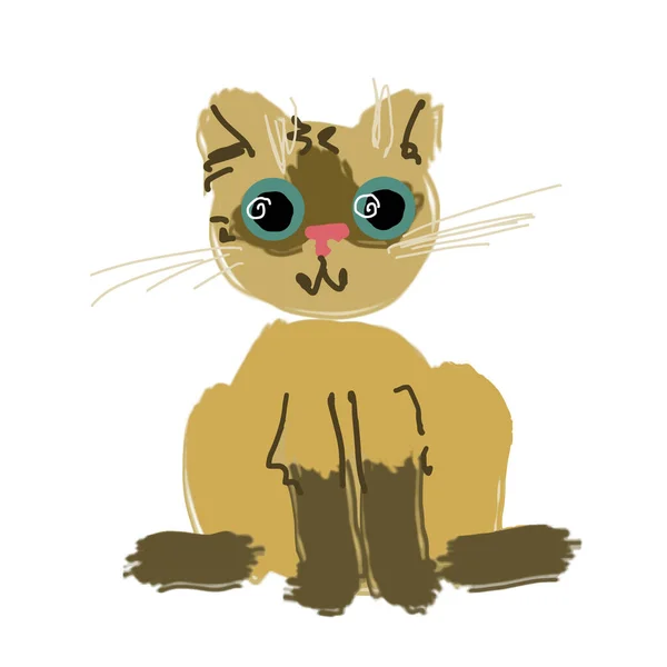Lindo Gato Dibujos Animados Ilustración Vectorial — Vector de stock