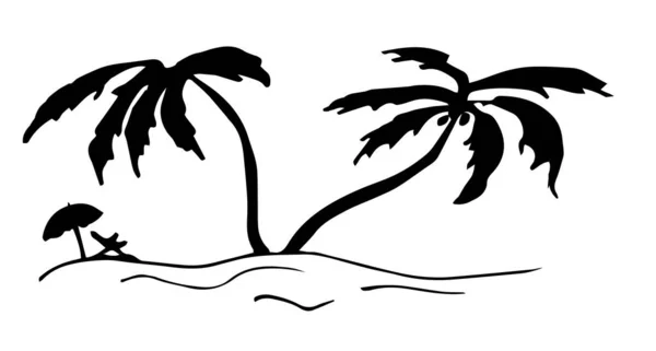 Silhouette Von Palmen Auf Weißem Hintergrund Vektorillustration — Stockvektor