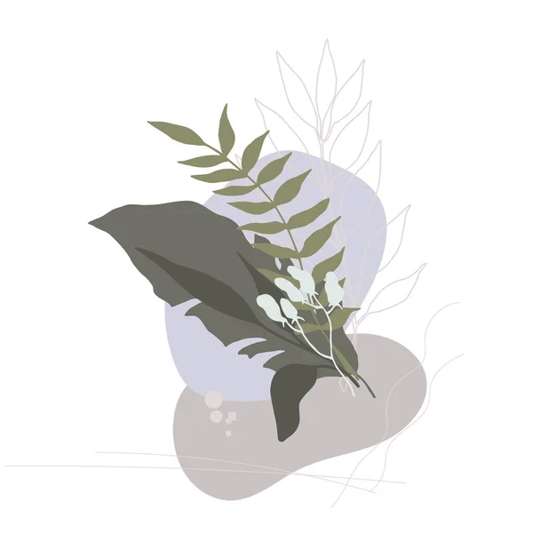 Eco Impression Avec Feuilles Plantes Couleurs Pastel Illustration Vectorielle — Image vectorielle