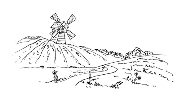Векторная Иллюстрация Фермы Мельницей — стоковый вектор