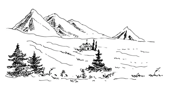 Illustration Vectorielle Paysage Montagne — Image vectorielle