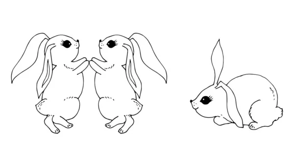 Simpatici Coniglietti Illustrazione Vettoriale — Vettoriale Stock