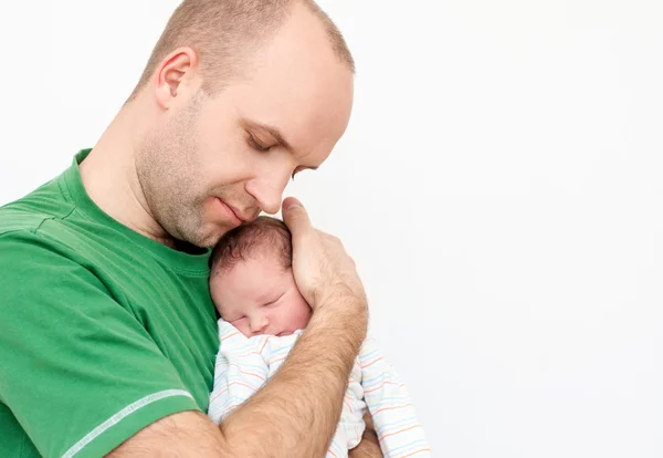 Yeni doğan ile mutlu baba — Stok fotoğraf