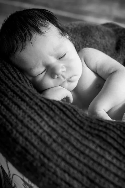 Retrato lindo bebé recién nacido durmiendo — Foto de Stock